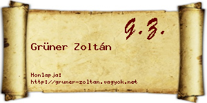Grüner Zoltán névjegykártya